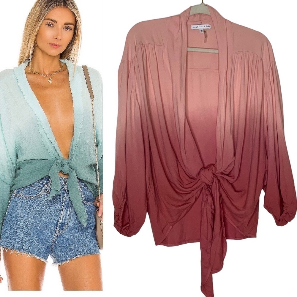 Young Fabulous & Broke two tone- pink V neck top. Size S